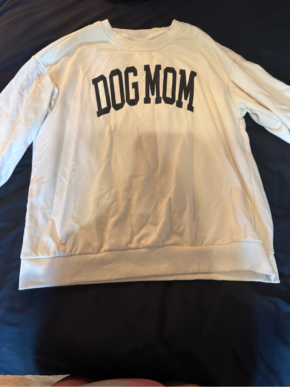 Dog Mom Cream Sweatshirt with Black Lettering